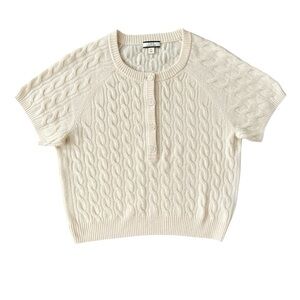 J.Crew Cashmere Cable Knit Henley T-shirt Sweater